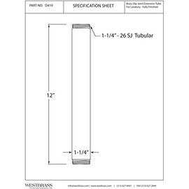 Westbrass - D419-01 1-1/4" OD x 12" Doble extremo roscado Lavabo extensión cola, latón pulido - Practical Use