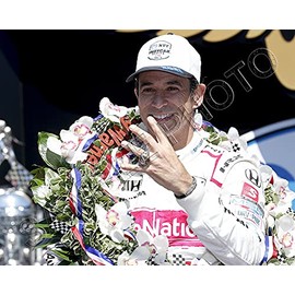 Helio Castroneves 2021 INDY 4-TIME 500 Winner Auto Racing 8X10 Photo w 4 Fingers