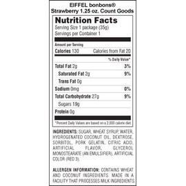 Eiffel Bon Bons 1.25oz 8 Bag Variety Snack Pack, French Candy (4 Strawberry, 4 Blue Raspberry)