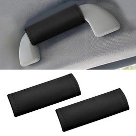 wuyaoyao 2PCS Car Inside Grab Handle Cover, Leather Inside Car Door Handle Protector, Anti-Scratch Cover for Auto Inner Front Rear Door Pull Handle, Universal Interior Car Accessories (Black)