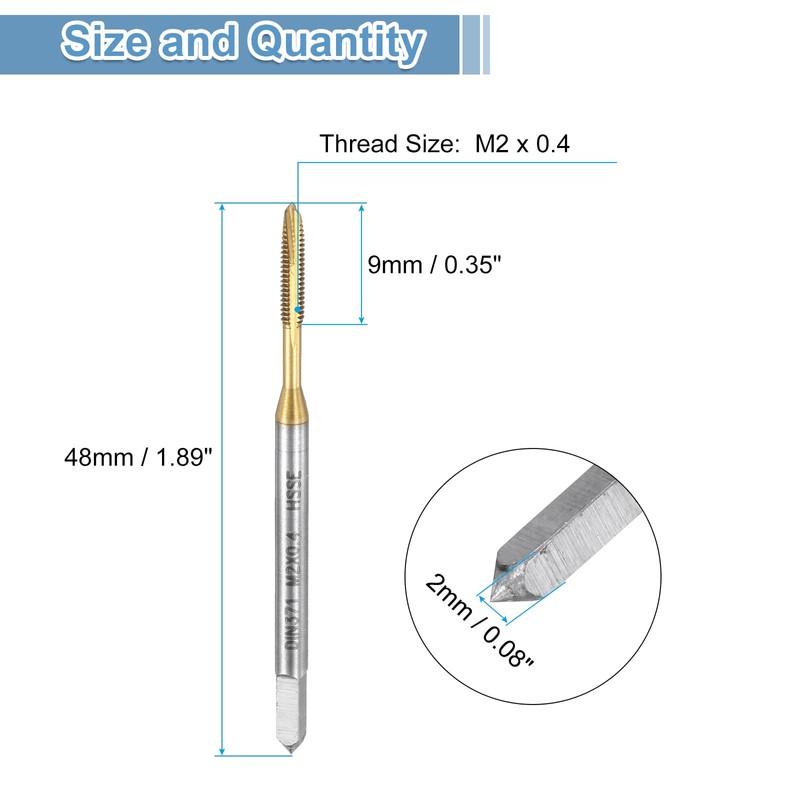 sourcing map Spiral Point Plug Threading Tap M2 x 0.4