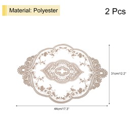 sourcing map 2Pack Retro Lace Placemat 12x17-in Oval Embroidered Table Place Mats French Crochet Doilies Coasters Cup Mat for Home Wedding, Pure Gray Brown