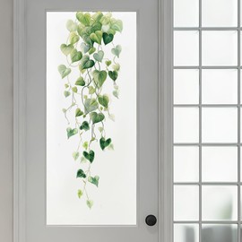 PLIGREAT 2 Sheets Green Vine Wall Stickers Ivy Leaves Wall Art Murals Peel and Stick Wall Decal for Kitchen Living Room Bedroom Office Home Decor DIY Large Size Hanging Vine Stickers