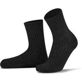 normani 6 Pairs of Norwegian Socks with Wool, Grey, Winter Socks, Men's Socks with Padded Sole, Colour: Black, Size 35-38