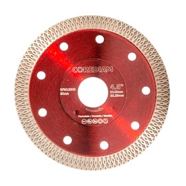 COREDIAM 5PCS 4.5 Inch Diamond Blade, Super Thin Diamond Mesh Turbo Blade for Cutting Porcelain and Ceramic Tile, Marble, 7/8”- 5/8” Arbor, Wet/Dry Cutting (4.5”)