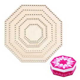 Yayatty 5 PCS Wooden Basket Bottom, Hexagonal Crochet Knitting Basket Wood Base Shaper for DIY Basket Craft Weaving Making Supplies