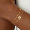 Fezodo Gold Initial Bracelets for Women - Dainty 18K Gold