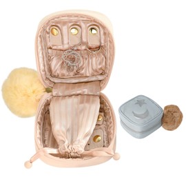 Travel Jewelry Organizer Box Jewelry Travel Pouch Case Box Accessories Organizer Storage for Rings Earrings Gift for Grils (Blue Square)