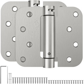 HOSOM 2 Pack 4 Inch Self Closing Door Hinges, Spring Loaded Hinges, Brushed Nickel USA