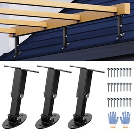 3 Pack Heavy Duty Pergola Patio Brackets Cover Kit RISHTEN Adjustable Roof Riser Beam Bracket for Roof Mount Pergola Black
