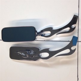 XKMT-Chrome Running Mirror Rectangle Shape Flame/Fire Stem Compatible With Hayabusa R1 R6 Flame [B017QVATMY]