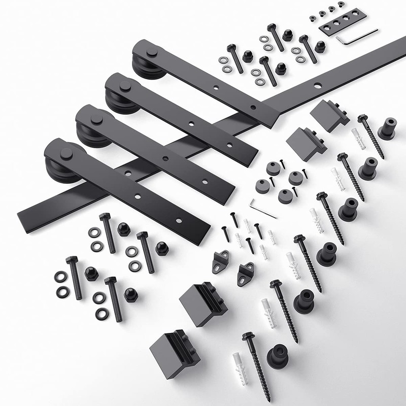 SMARTSTANDARD 8 FT Double Barn Door Hardware Kit - Heavy