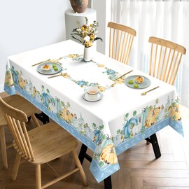 Arquiel Rectangular Tablecloth Washable Vintage Thanksgiving Tablecloths Maple Leaf Blue Pumpkin Truck Tablecloth for Party Picnic Autumn Dinner Decor (140 x 180 cm)