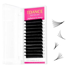 TDANCE Eyelash Extension Supplies Rapid Blooming Volume Eyelash Extensions Thickness 0.05 D Curl 17mm Easy Fan Volume Lashes Self Fanning Individual Eyelashes Extension (D-0.05,17mm)