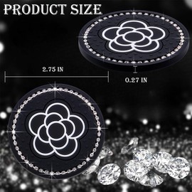 MEAJOO Bling Cup Coaster for Car – 2-Pack 2.75 Inch Silicone Holder Insert, Universal Fit, Anti-Slip & Durable, Decorative Car Accessories (Black Flower)