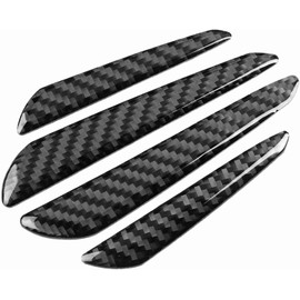 Protectores de Borde de Puerta de Coche, Fibra de Carbono Anticolisión Parche Protector de Parachoques Negro Universal Autoadhesiva de Parachoques Trasero Tiras Cubierta de Ajuste (4 PCS)