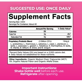 USDA Organic Liquid Probiotic for Women | PH Balance, UT, & Feminine Health | Digestive Support, Immune & Gut Health | 15 Clinically Studied Strains | 98% Absorption | Vegan, Non-GMO | 40 Servings