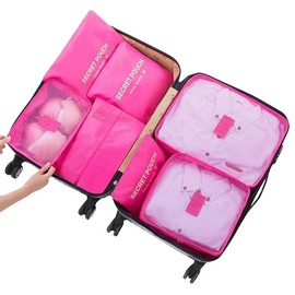 Fxkoolr 7 Set Packing Cubes Packing Organizers for Suitcase Travel Luggage Organizers with Shoes Bag for Suitcase Travel Accessories, Rose