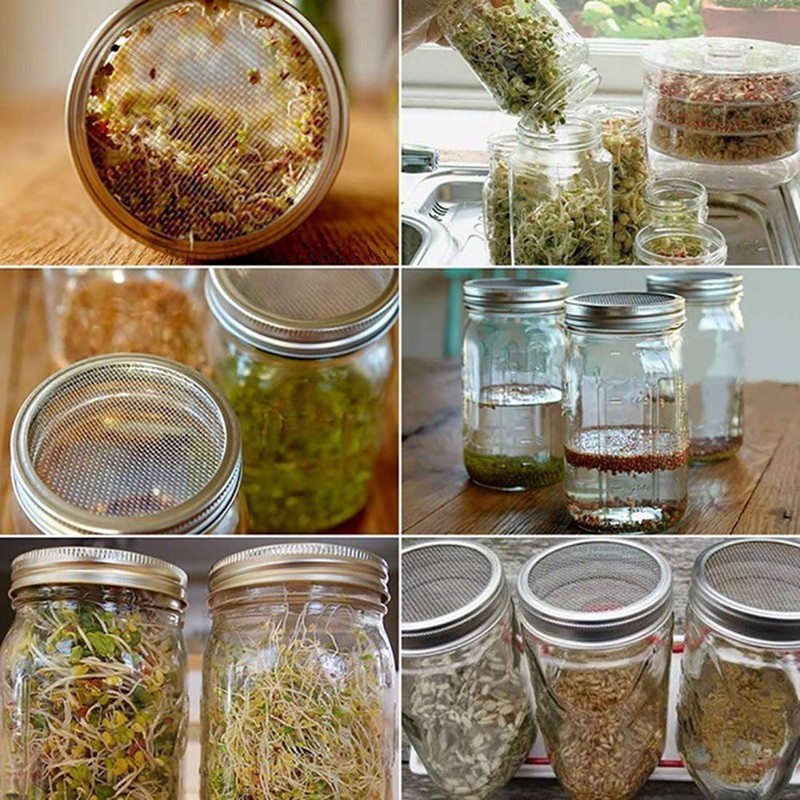 4 Pack Mason Jar Sprouting Lids - Wide Mouth Mason