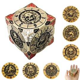 DND Spinner Dice, 7-in-1 Metal Dice Set with Gifts Case for Dungeons and Dragons Gifts, 3D Relief Polyhedral Roleplaying Game Dice, Fantasy D&D Tabletop RPG Dice (Bronze)