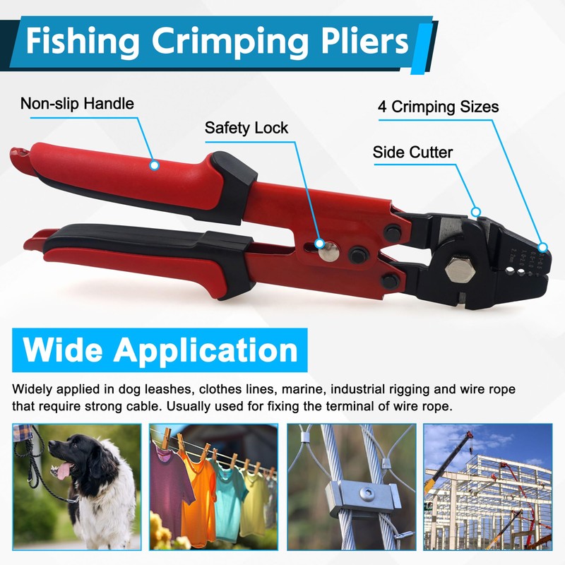 Fishing Crimping Tool Kit, Crimping Pliers with 500pcs Aluminum Crimp