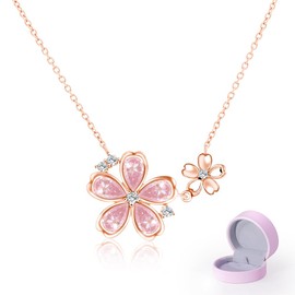 Naniwaai Women's Necklace, High Quality Zirconia, "Cherry Blossom Princess" Necklace, Pendant, Hypoallergenic, 925 Silver, Popular Women, Accessories, Gift, Necklace, Jewelry, Mother's Day, Birthday,