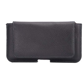 DFV mobile - Leather Horizontal Belt Case with Card Holder for HISENSE SMALL Dolphin 2 (2018) - Black