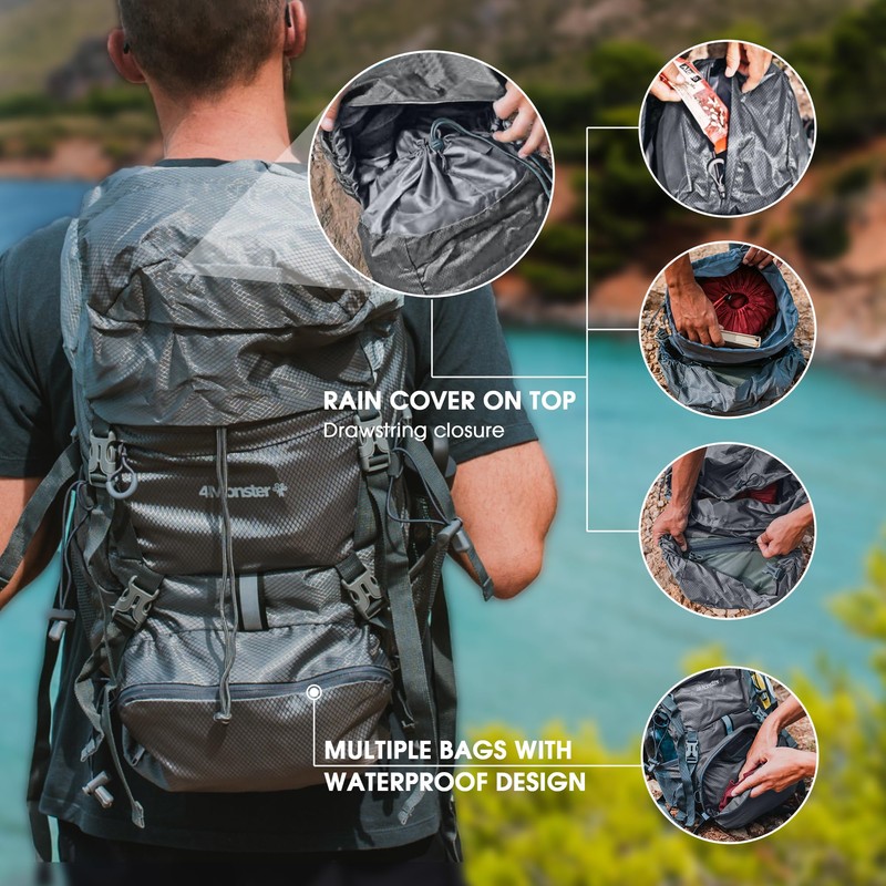 4Monster Portable Hiking Backpack,Lightweight Packable Outdoor Daypack,Water Resistant Carry on