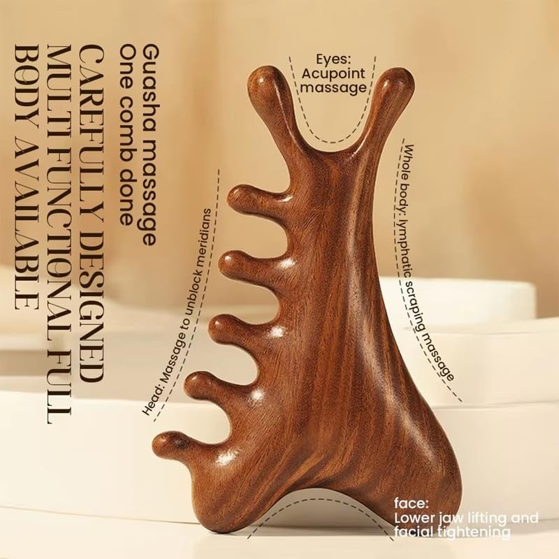 Lymph Contour Face Brush Set Sandalwood Gua Sha Massager Ergonomic
