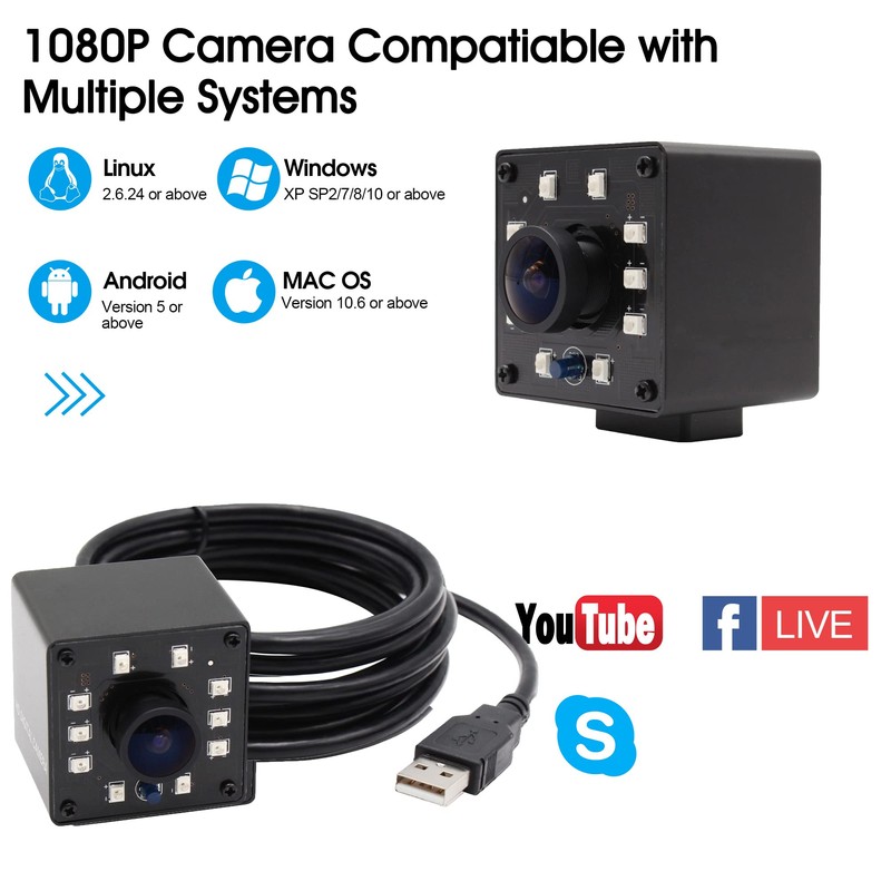 Svpro 1080P Night Vision USB Camera CMOS OV2710 IR LED