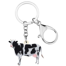 WEVENI Acrylic Cute Dairy Cow Keychain Cattle Keyring Farm Jewelry Charms For Women Girls (Cow A)