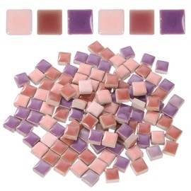 sourcing map 205pcs Ceramic Mosaic Tiles, Bulk Stained Ceramic Mosaic Tiles Square Mosaic Kits for DIY Art Crafts, Handmade Art Craft Projects for Home Decor(200g, Mixed Pink)