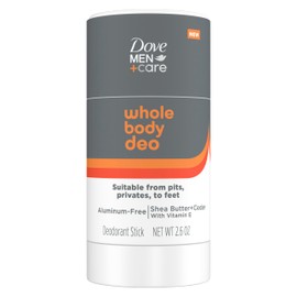 DOVE MEN + CARE Whole Body Deo Aluminum-Free Deodorant Stick Shea Butter + Cedar from Pits, Privates, to Feet with Vitamin E 2.6 oz