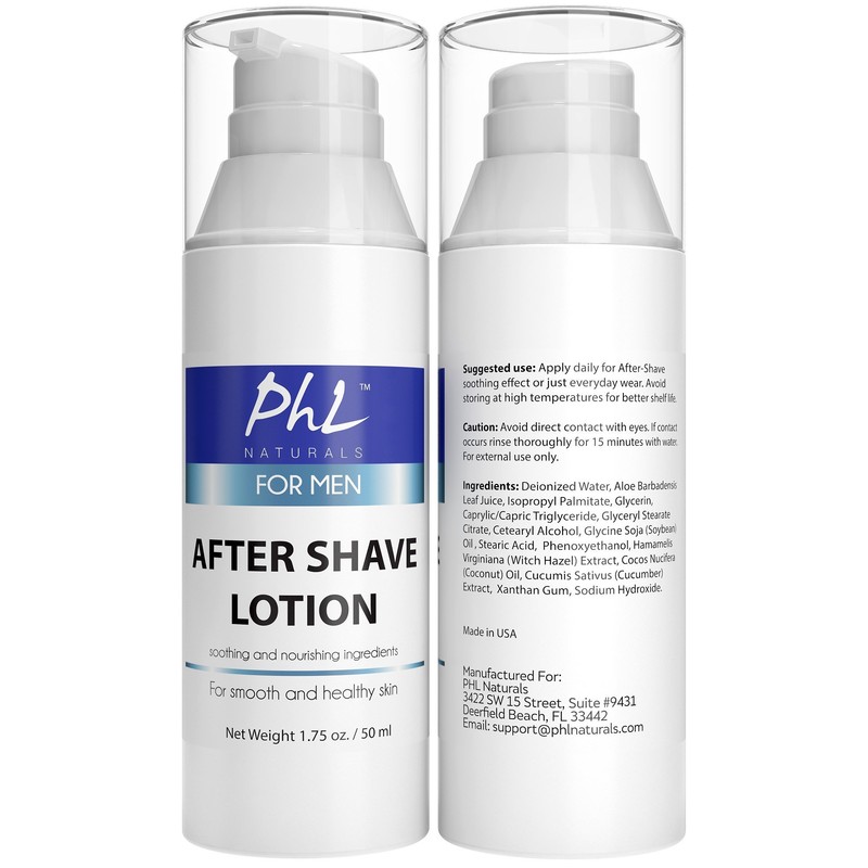 PHL Naturals Unscented Aftershave for Men – Fragrance-Free, Alcohol-Free After