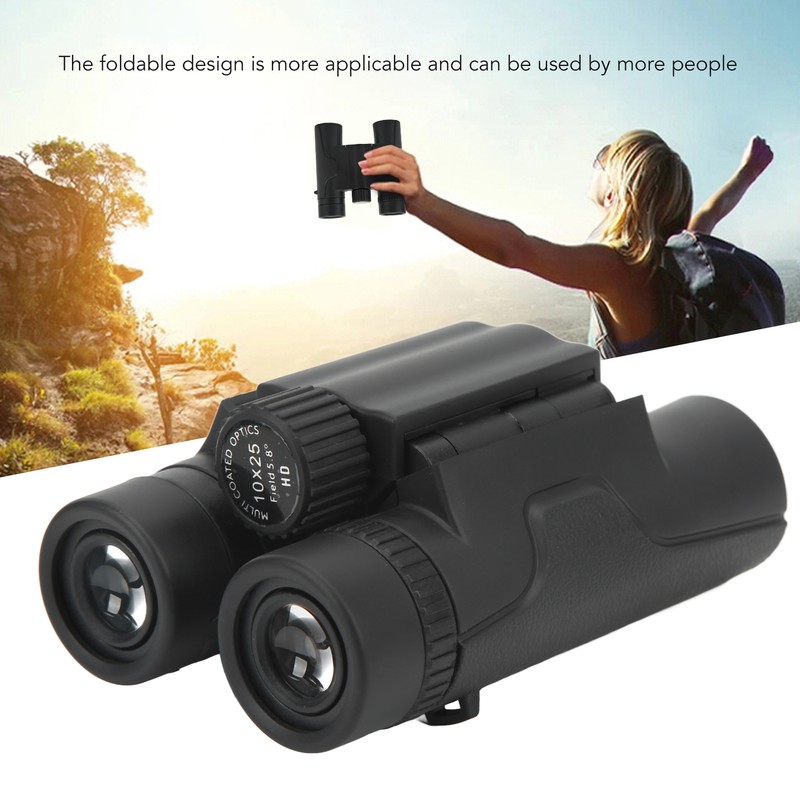 10x 25mm Compact Binoculars Small Pocket Folding Binoculars for Kids