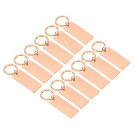 PATIKIL 12Pcs Metal Stamping Blanks, Rectangle Stamping Tags, Stainless Steel DIY Name Tag for Laser Engraving Keychain Couples, Rose Gold