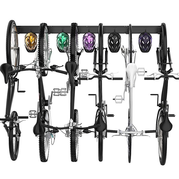 TORACK Bike Storage Rack, 6 Bike Racks & 5 Hooks