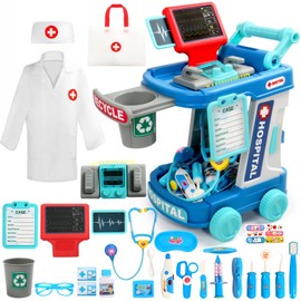 Doctor Kit for Kids 3-5 Pretend Play - 28 Pieces Dentist Vet Toys for 4 5 6 Year Old Girls Boys Dress Up Toddlers Toys Doctor Costume Cart Set Medical Kit for 2 3 + Year Old Christmas Girls Boy Gift