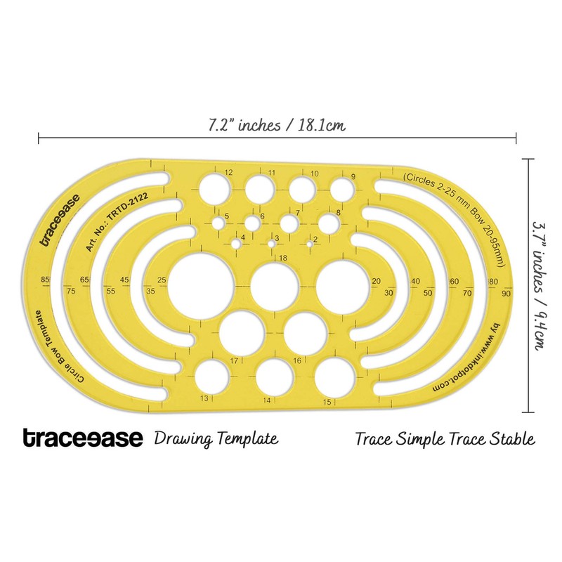Traceease Geometric Drafting Circle Bow Template Drawing Stencil, Designing Template