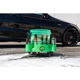 Maxshine 5 Gallon Rolling Bucket Dolly – Heavy-Duty with 5 Wheels, 2 Locking Casters, Organizer for Detailing Cleaning Compounds & Detailing Brushes - Detailing Accessory & Supplies - Green