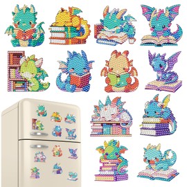 INCOK Refrigerator Diamond Art Magnets - 12 PCS DIY Dragon Diamond Painting Fridge Magnets with Dragon Pattern Gem Art Craft Home Cabinet Decors Birthday Gift for Adults Beginners