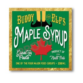 BUDDY the Elf's SYRUP STICKER 2.4"x2.4" | Easy-to-peel sticker label | DIY ELF Party Decor | CONTAINER BOTTLE not included- Syrup Not included*