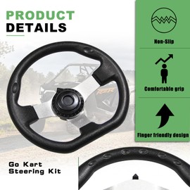 JNDO Go Kart Steering kit 390mm Steering Shaft+440mm Rack and Pinion+270mm Steering Wheel+150mm Steering Column+80mm Sleeve Suitable for Buggy Quad Go Kart Golf UTV