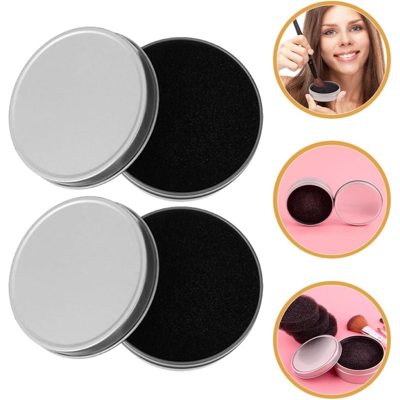 PRETYZOOM Limpiador de Brochas de Maquillaje Esponja, Estuche de Hierro