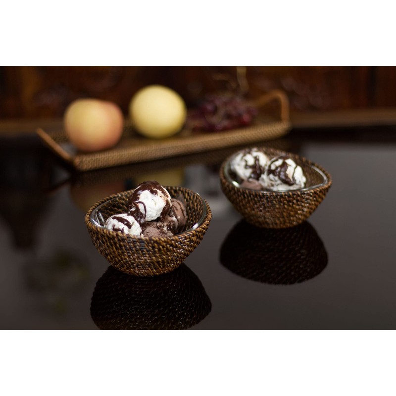 Calaisio, Set of 2, Small Woven Serving Bowls with Removable