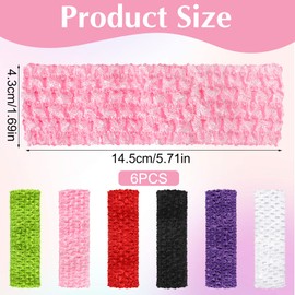 ZEYIYER 6 PCS 80s Crochet Headbands, 5.71 X 1.69in Colorful Retro Stretch Knitted Hair Bands Accessories, Crochet Headbands Multi Color Soft Stretch Mesh Knitted Hair Accessories for Women Girls