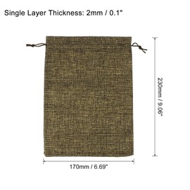 PATIKIL 9"x7" Coin Sacks Bag, 6Pcs Bank Deposit Change Transit Bags with Drawstring Canvas Gift Sacks, Brown