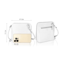 Small Vera Pelle Handbag Genuine Leather Cross Body Bag for Women Italian Mini Shoulder Bag Highquality Strap (White)