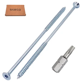 SKIR'CO Pack of 10 Galvanised Steel Wood Screws 6.0 x 200 mm Torx Countersunk Chipboard Screws Partial Thread