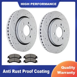 Autopartspconline Front Drill Brake Rotors Brake Pads for Ford F-150 Rotor Pad Discs Brakes Kit